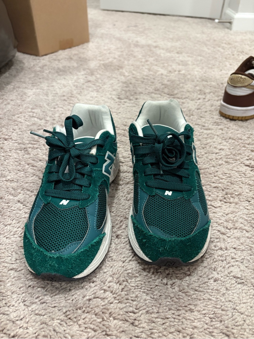 New Balance Kids Dark Green Mesh & Suede Sneakers